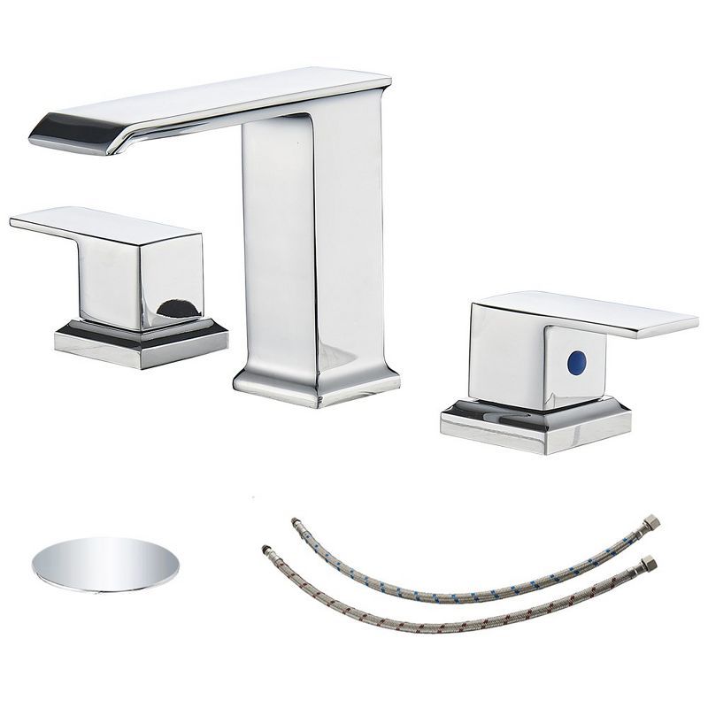 Chrome Waterfall Widespread 2-Handle Bathroom Faucet with Pop-Up Drain