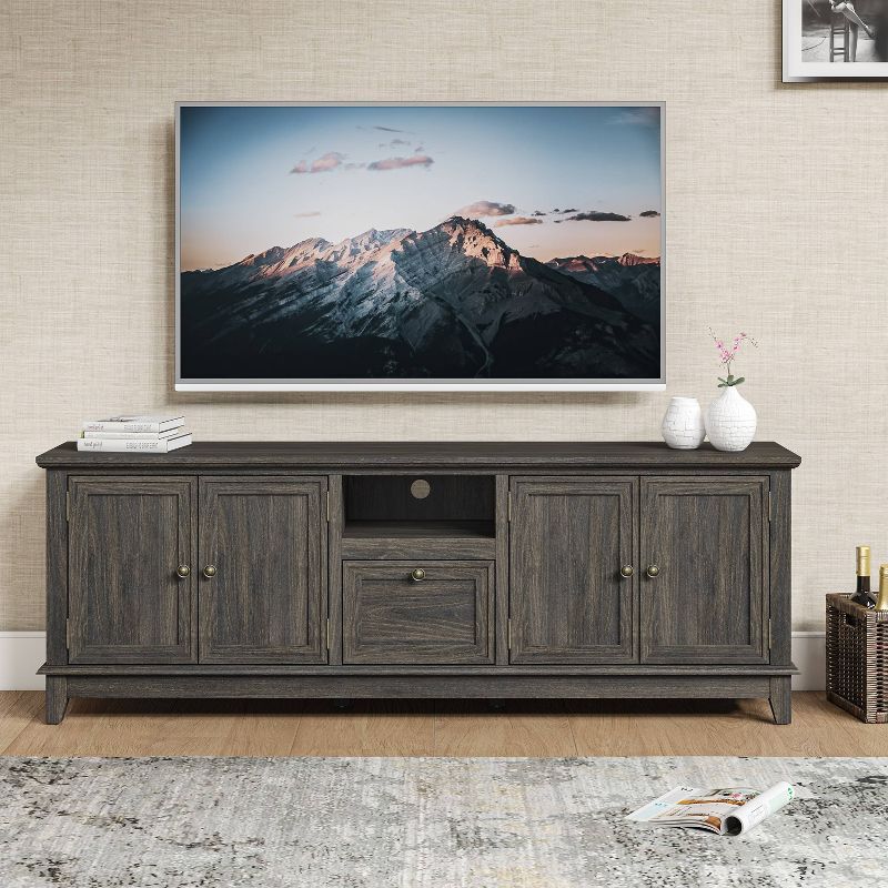 Festivo Dark Brown 72-Inch TV Stand with Cabinets and Drawer