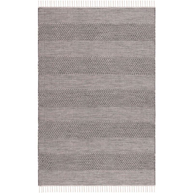 Ivory & Anthracite Hand-Woven Cotton Area Rug - 5' x 8'