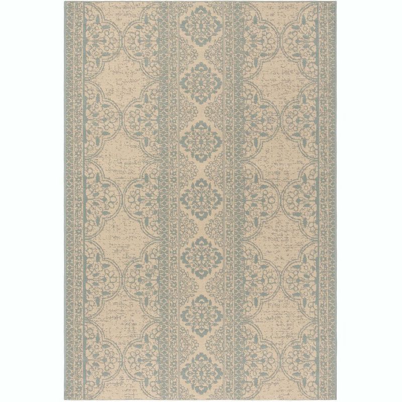 Aqua Cream Bliss 8' x 10' Reversible Flat Woven Area Rug