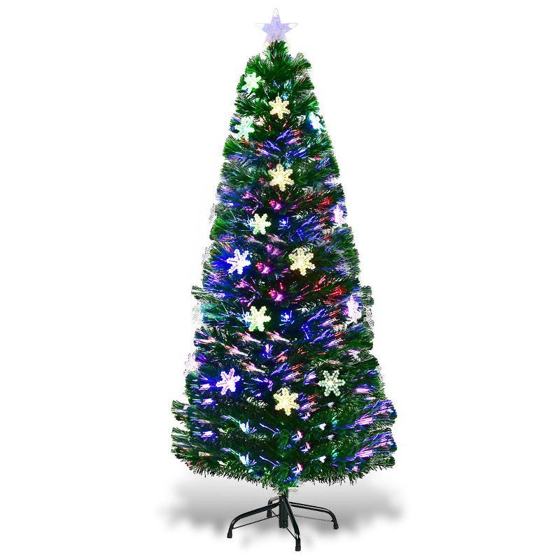 5-Foot Green Fiber Optic Artificial Christmas Tree with Multicolor LED Lights