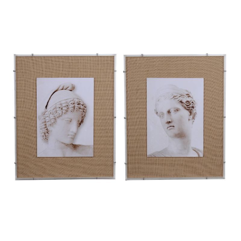 24"x30" Set of 2 Roman Bust Framed Canvas Prints