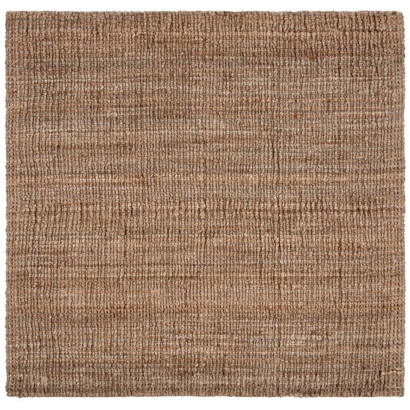 Handmade Natural Grey Jute Square Area Rug, 4' x 4'