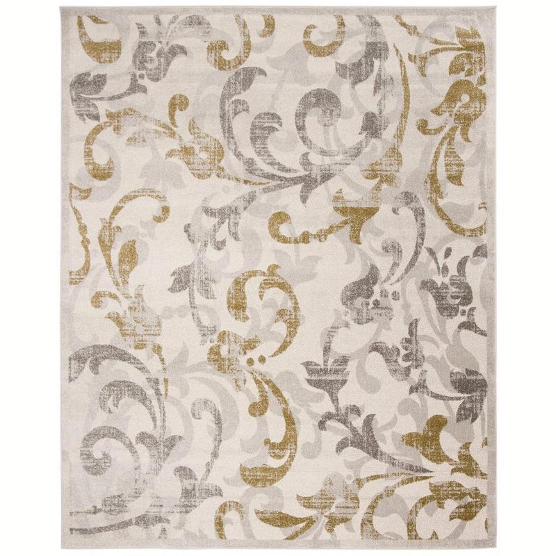 Ivory and Light Grey 8' x 10' Synthetic Area Rug