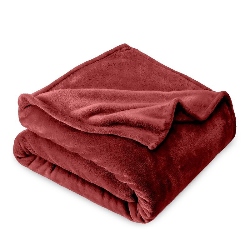 Twin Reversible Fleece Wool Blanket in Rosewood