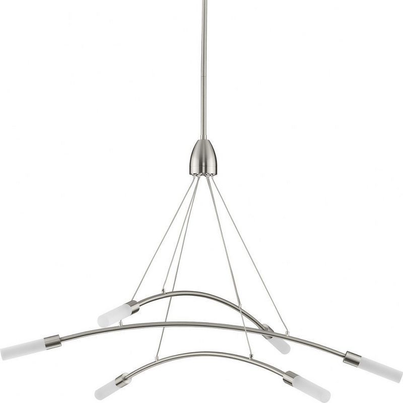 Kylo 6-Light Brushed Nickel LED Chandelier with Frosted Acrylic Shades