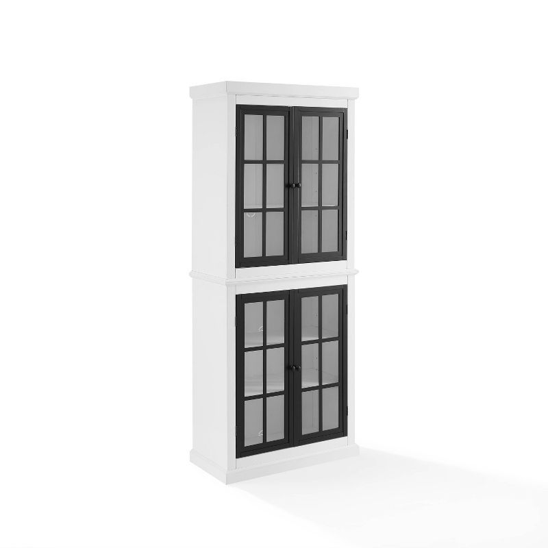 Tall White and Black Freestanding Storage Pantry with Adjustable Shelving