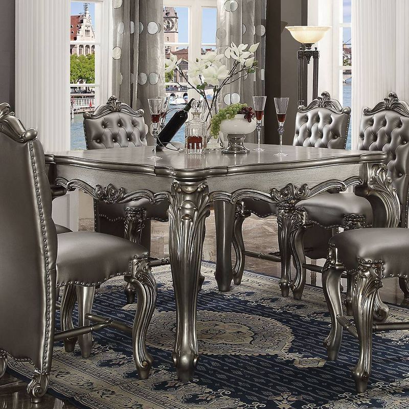 Versailles Antique Platinum Square Extendable Counter Height Dining Table