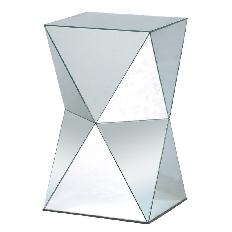 Elegant Mirrored Glass Pedestal Table with Tapered Design