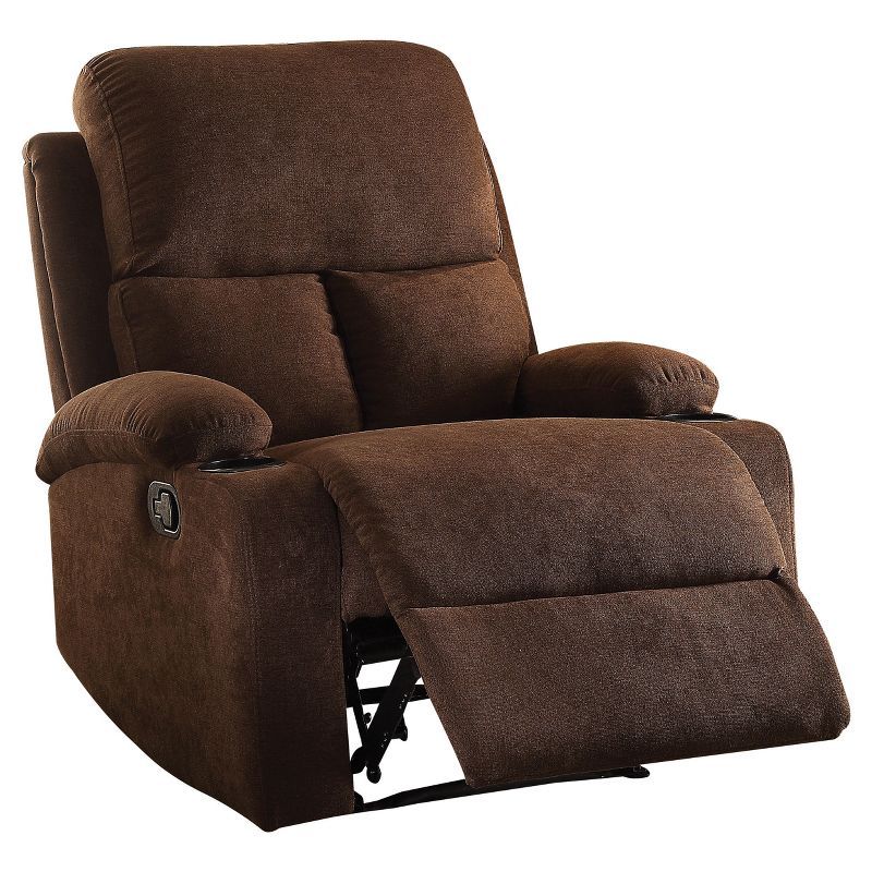 Rosia 37" Chocolate Brown Velvet Recliner with Wood Frame