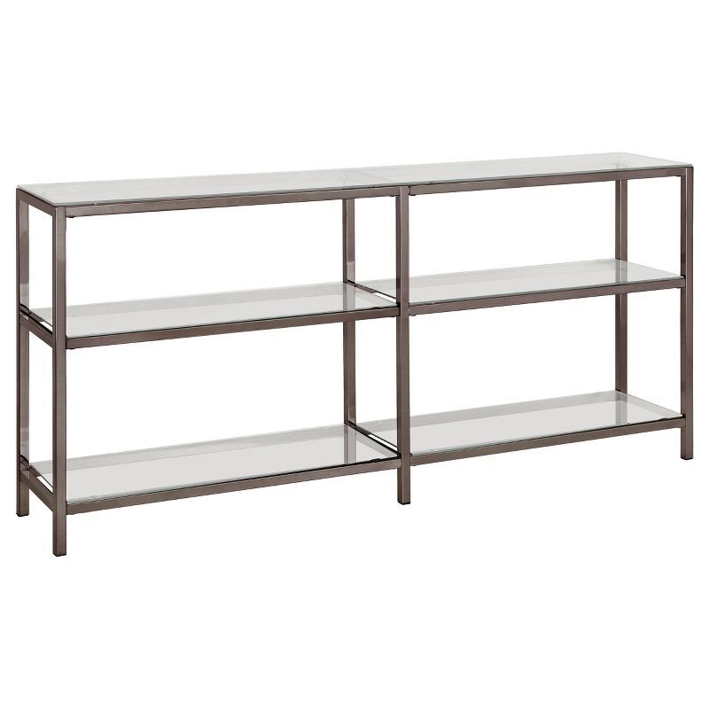 Black Nickel 3-Shelf Glass Console Bookcase