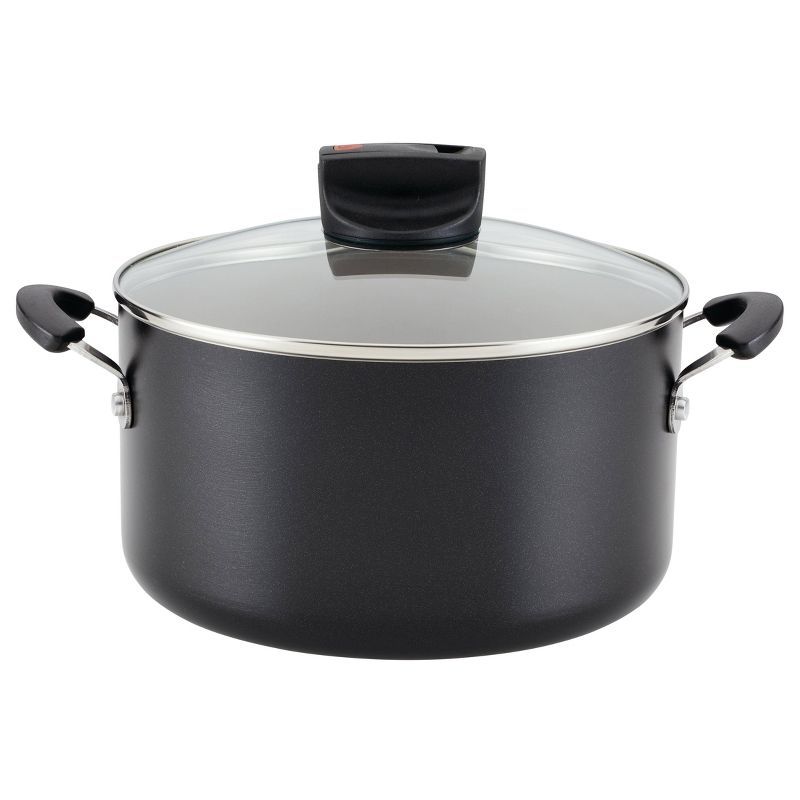 Farberware 6 Quart Black Aluminum Nonstick Stockpot with Glass Lid