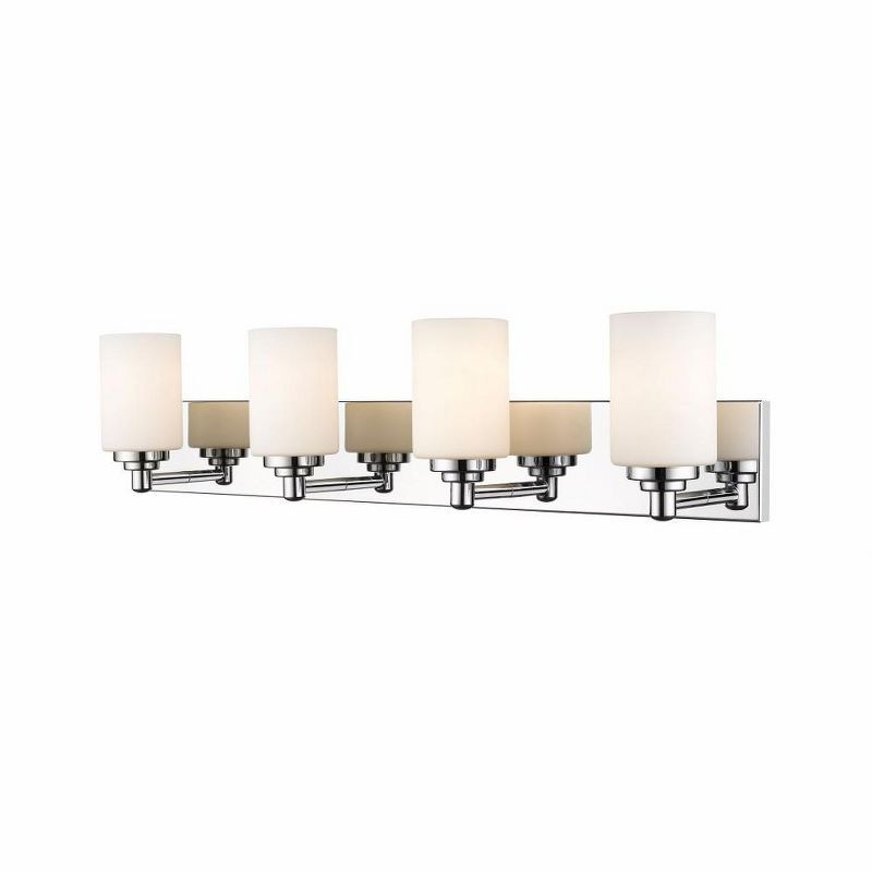 Soledad Minimalist Chrome 4-Light Vanity with White Glass Shades