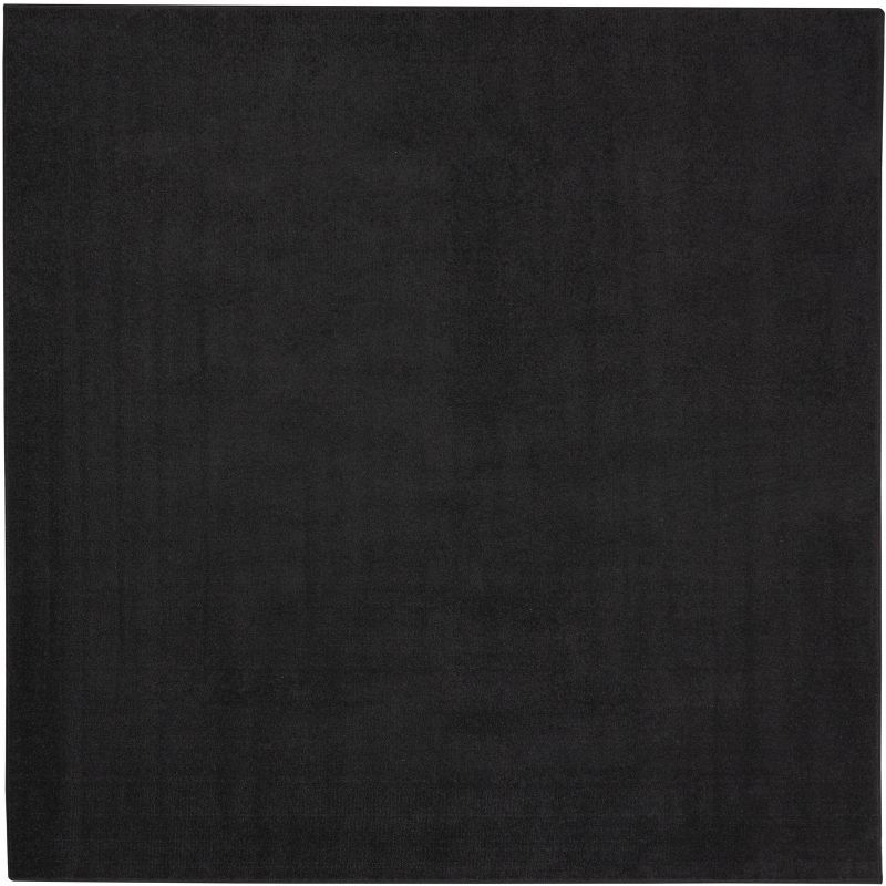 Solid Black Square 7' Synthetic Reversible Area Rug