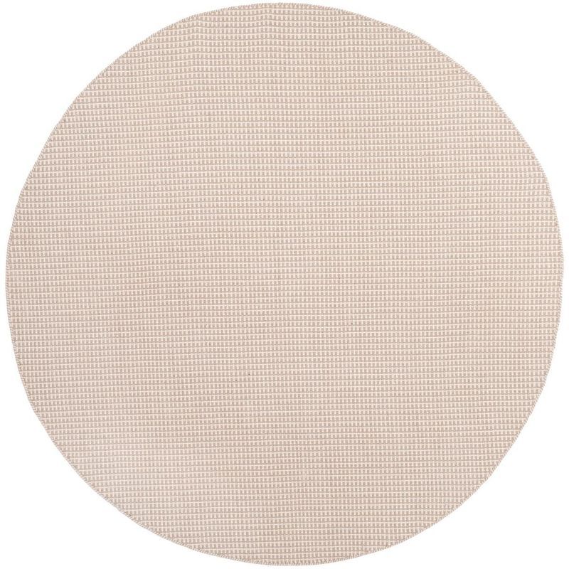 Coastal Charm Off-White Cotton 6' Round Hand-Woven Rug