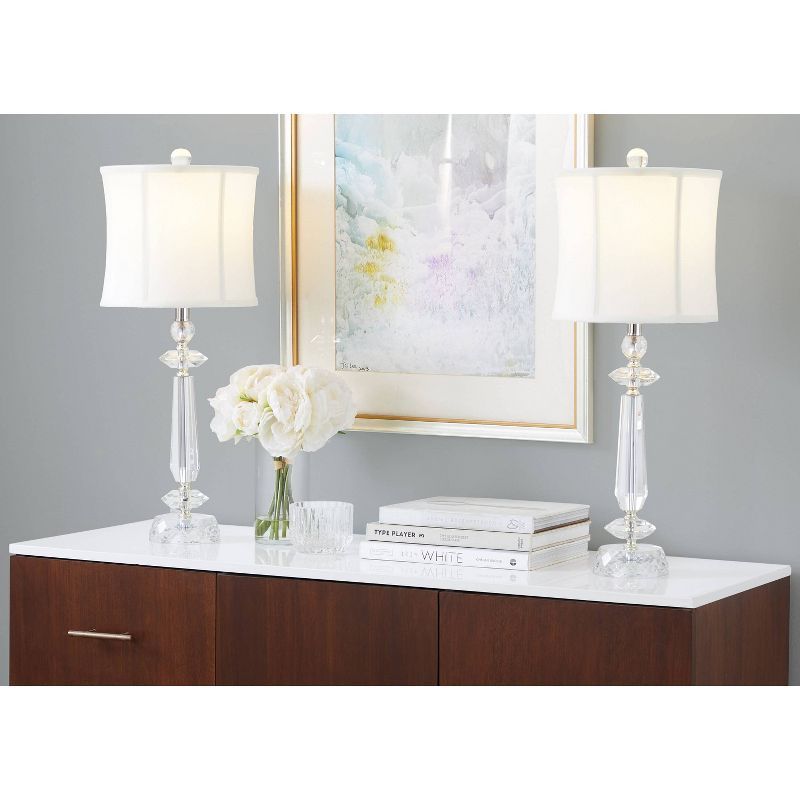 Set of 2 White Crystal Table Lamps with Chrome Details