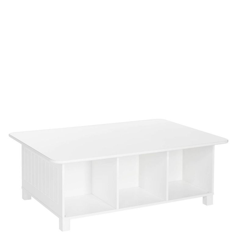 White Wooden Kids Activity Table with 6 Storage Cubbies