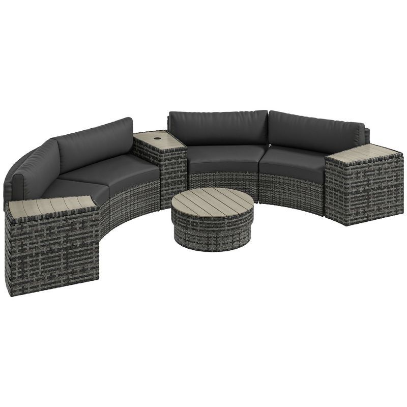 Mixed-Gray 8-Piece Rattan Patio Furniture Set with Sofa Chairs and Tables