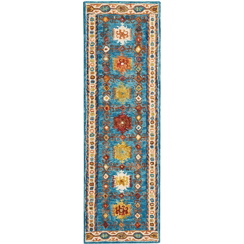 Teal Elegance Hand-Tufted Wool Runner Rug 27" x 90"