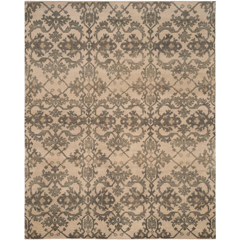 Ivory and Gray Hand-Knotted Wool 6' x 9' Area Rug