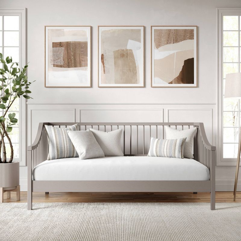 Gray Twin Solid Wood Platform Daybed with Slats