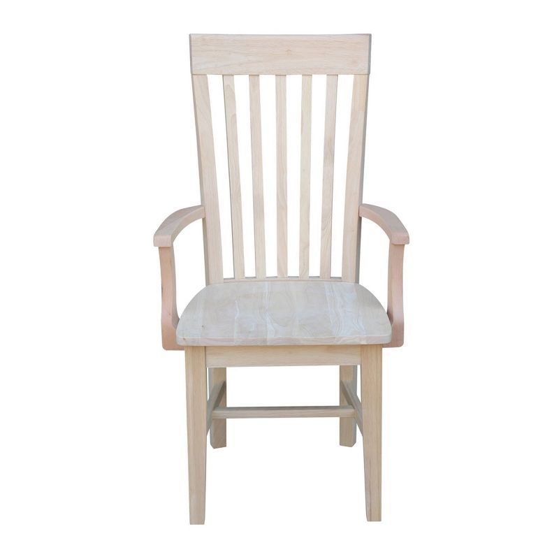 Elegant Tall Mission Brown Wood Slat Arm Chair