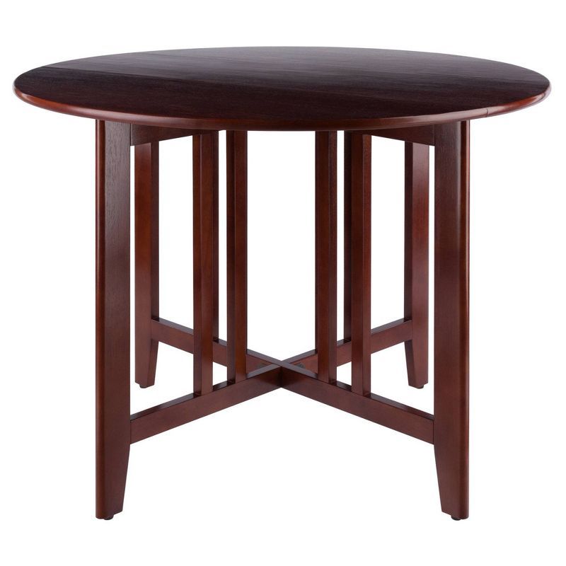 42" Transitional Round Walnut Wood Extendable Dining Table