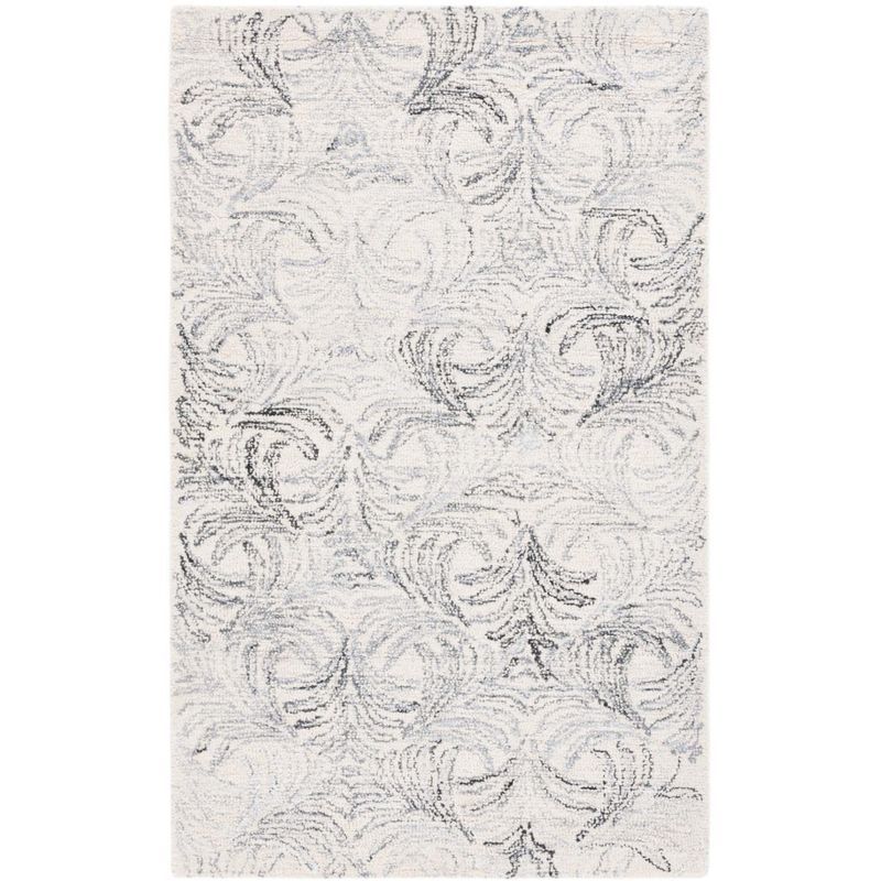 Gray Floral Hand-Tufted Wool and Synthetic Area Rug