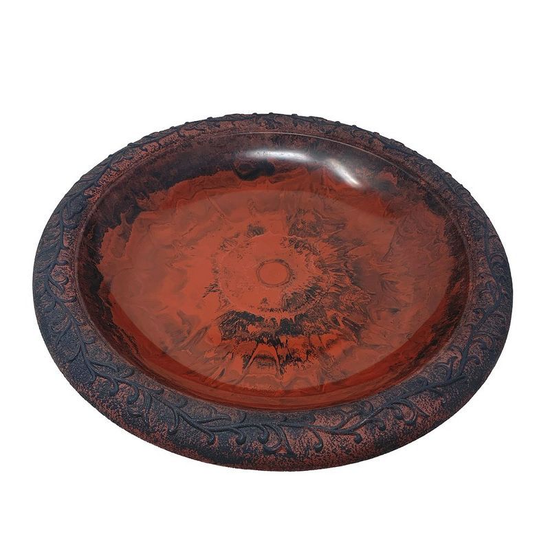 Red and Charcoal Fiber Clay Birdbath Bowl