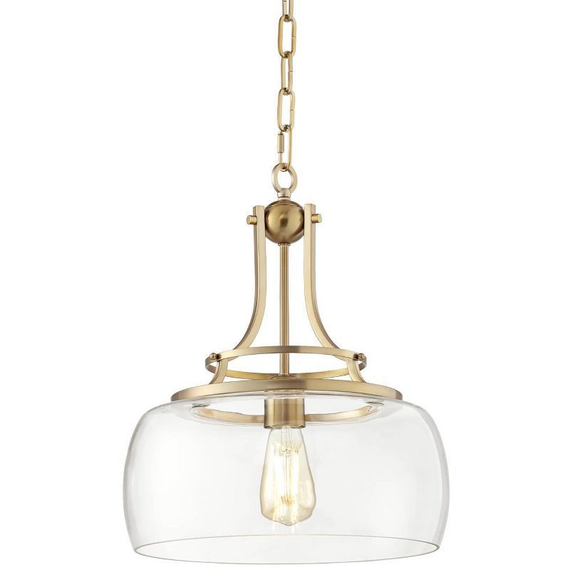 Charleston 18" Brass and Glass Industrial Farmhouse Pendant Light