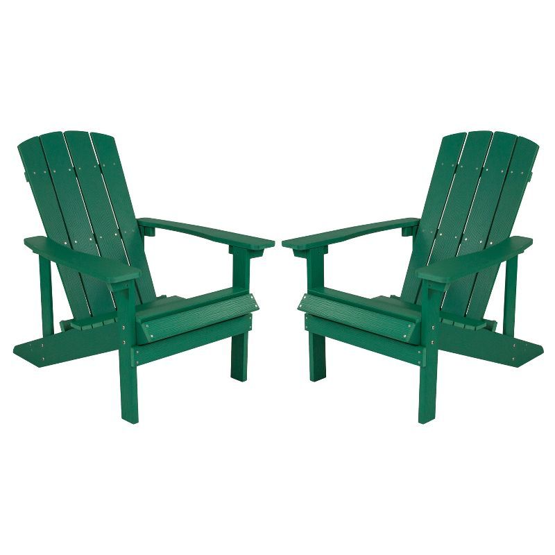 Coastal Breeze Green Poly Resin Adirondack Chair Set