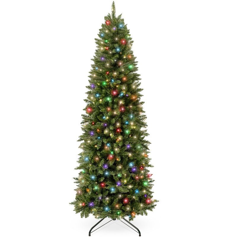 4.5ft Green Prelit Pencil Christmas Tree with LED Lights