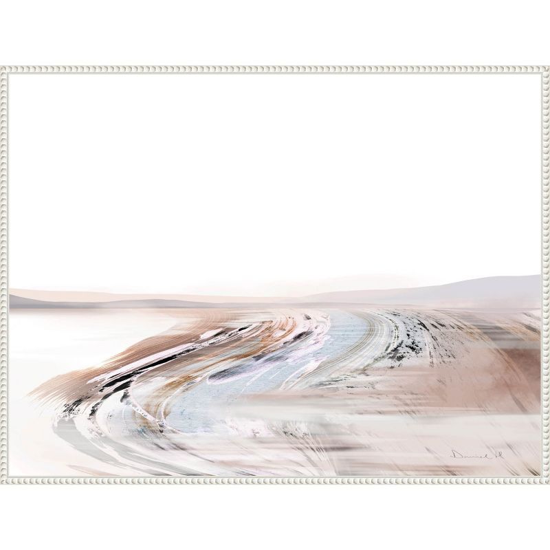 Large White and Beige Abstract Canvas Framed Wall Art