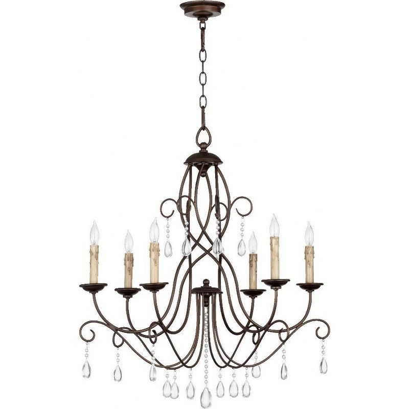 Elegant Oiled Bronze Transitional 6-Light Candle Chandelier