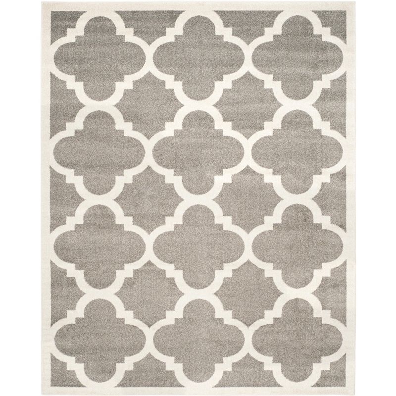 Dark Grey and Beige Geometric 8' x 10' Synthetic Area Rug