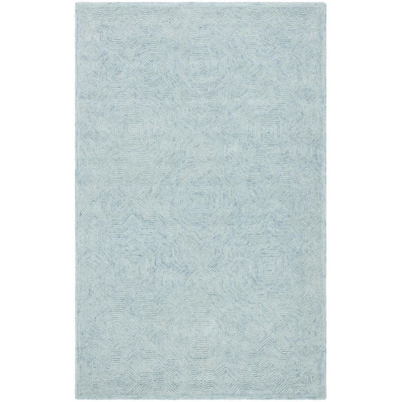 Aqua Hand-Tufted Wool Rectangular Area Rug 3' x 5'