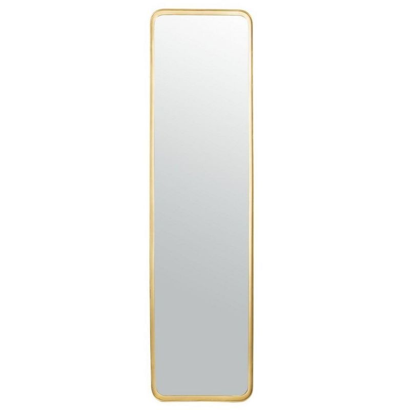 Contemporary Full-Length Wood Mirror in Brushed Gold