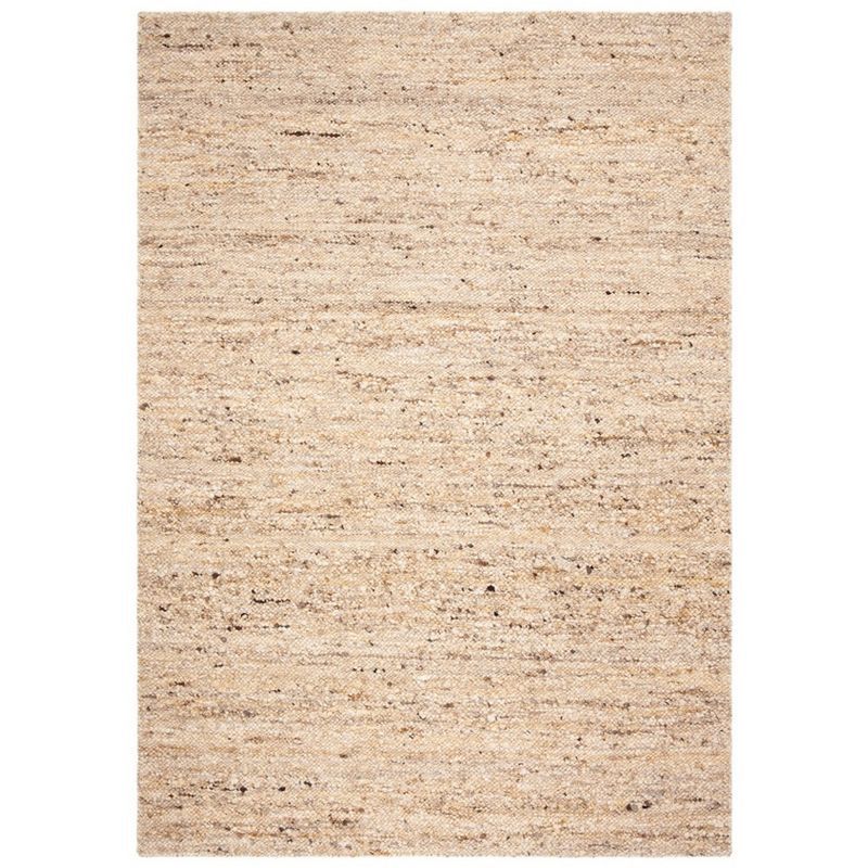 Coastal Charm Hand-Woven Beige Wool Rectangular Rug