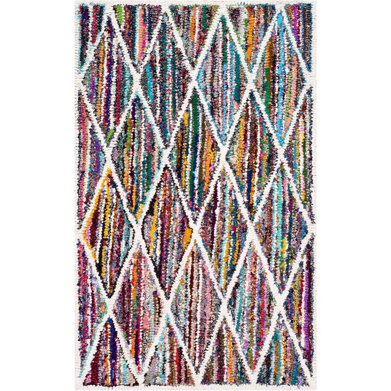 Handmade Multicolor Wool and Cotton Tufted Rectangular Rug