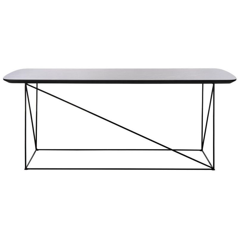 Transitional Black & Gray Rectangular Wood Coffee Table