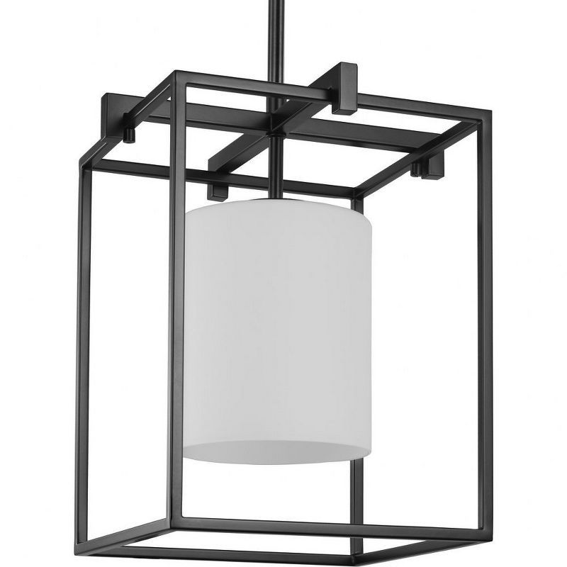 Chadwick Matte Black Mini-Pendant with Opal Glass Shade