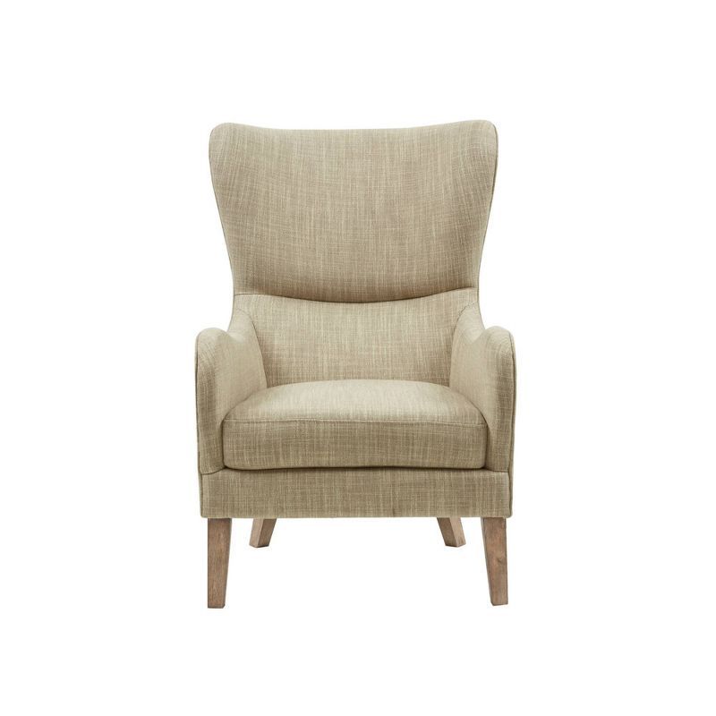 Taupe Multi High Wingback Accent Chair with Wood Legs