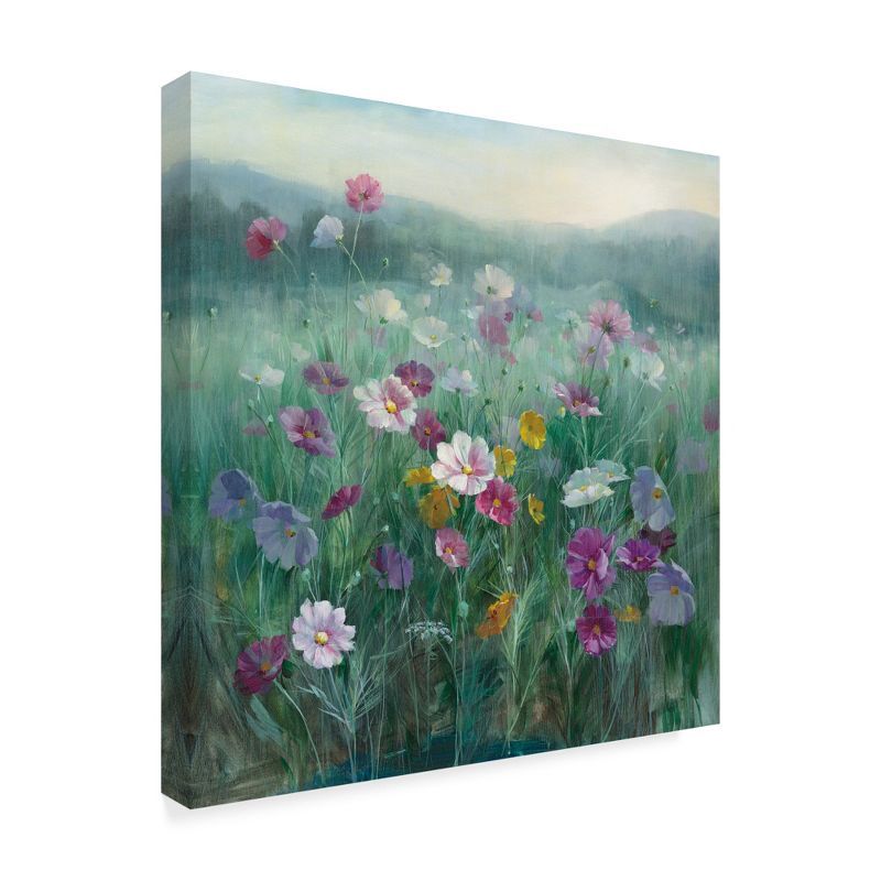 Floral Meadow Canvas Print in Multicolor with Wooden Frame