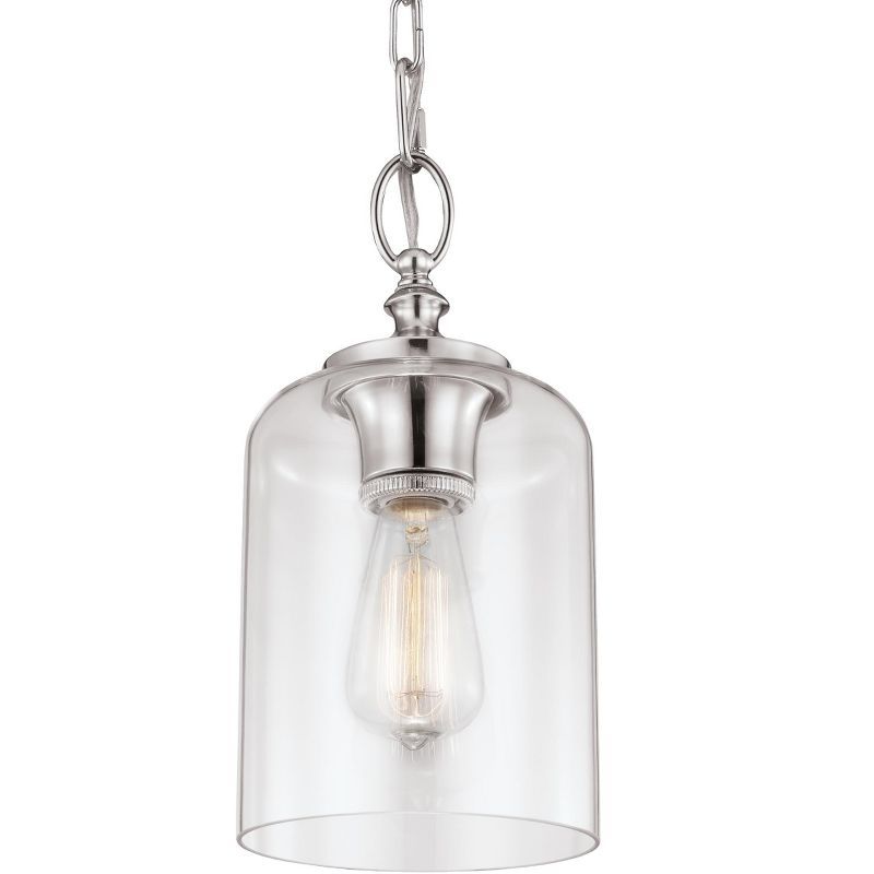 Farmhouse Elegance Polished Nickel Mini Pendant with Clear Glass