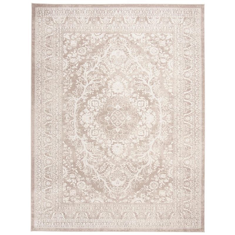 Beige/Cream 8' x 10' Hand-knotted Floral Synthetic Area Rug