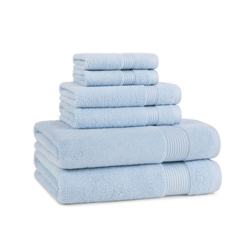 Misty Blue Cotton 6-Piece Luxury Bath Towel Set