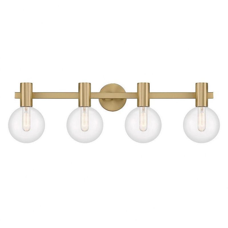 Warm Brass 4-Light Bathroom Vanity with Clear Glass Shades