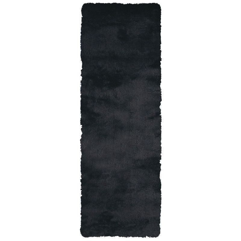 Indochine Black Hand-Tufted Synthetic Fur Area Rug