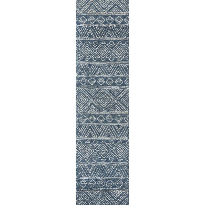 Urban Bohemia Hand-Hooked Gray Geometric Wool Runner Rug