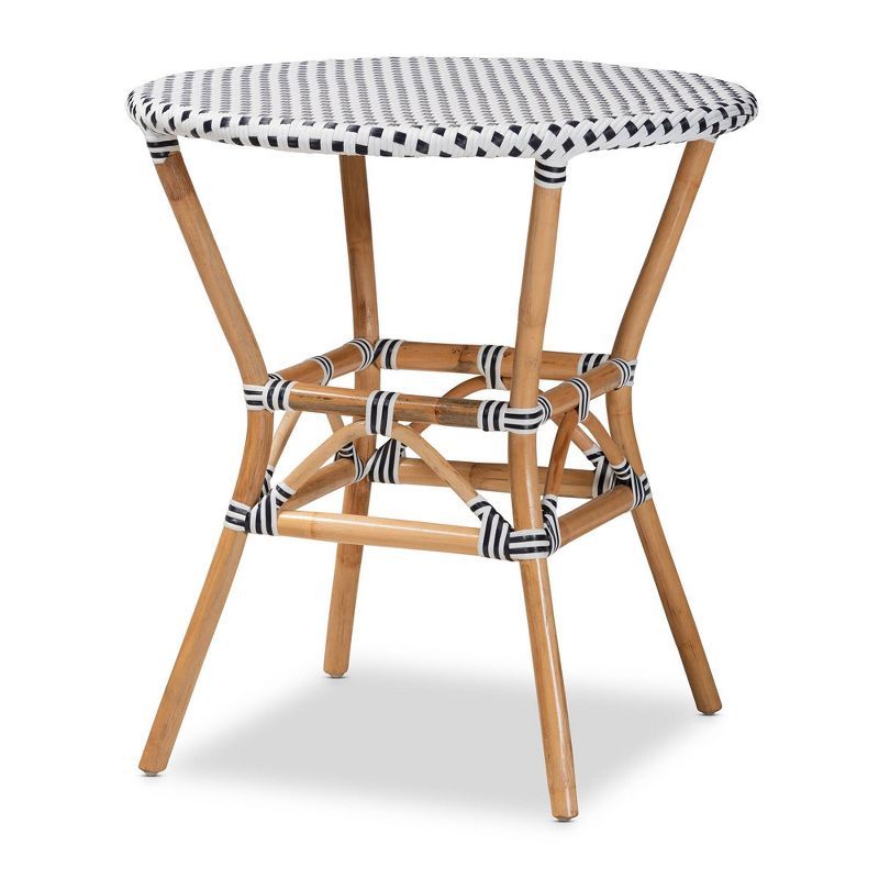 Round Black and White Rattan Cafe Dining Table